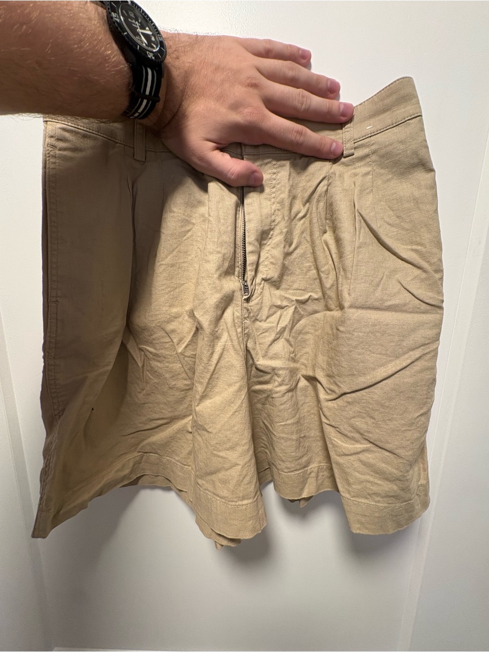 Uniqlo Cotton Linen Shorts Size M Khaki Tan Casual Summer